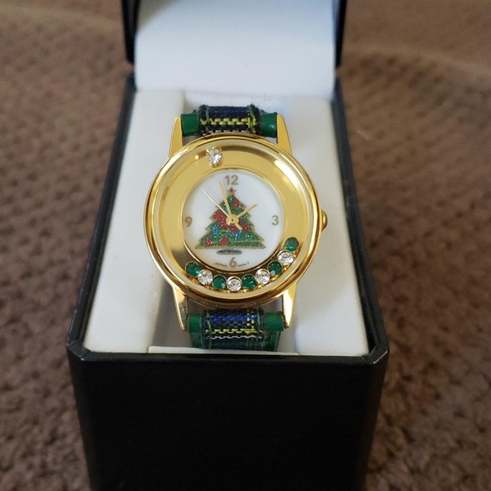 Watch, Christmas decorated with rhinestones